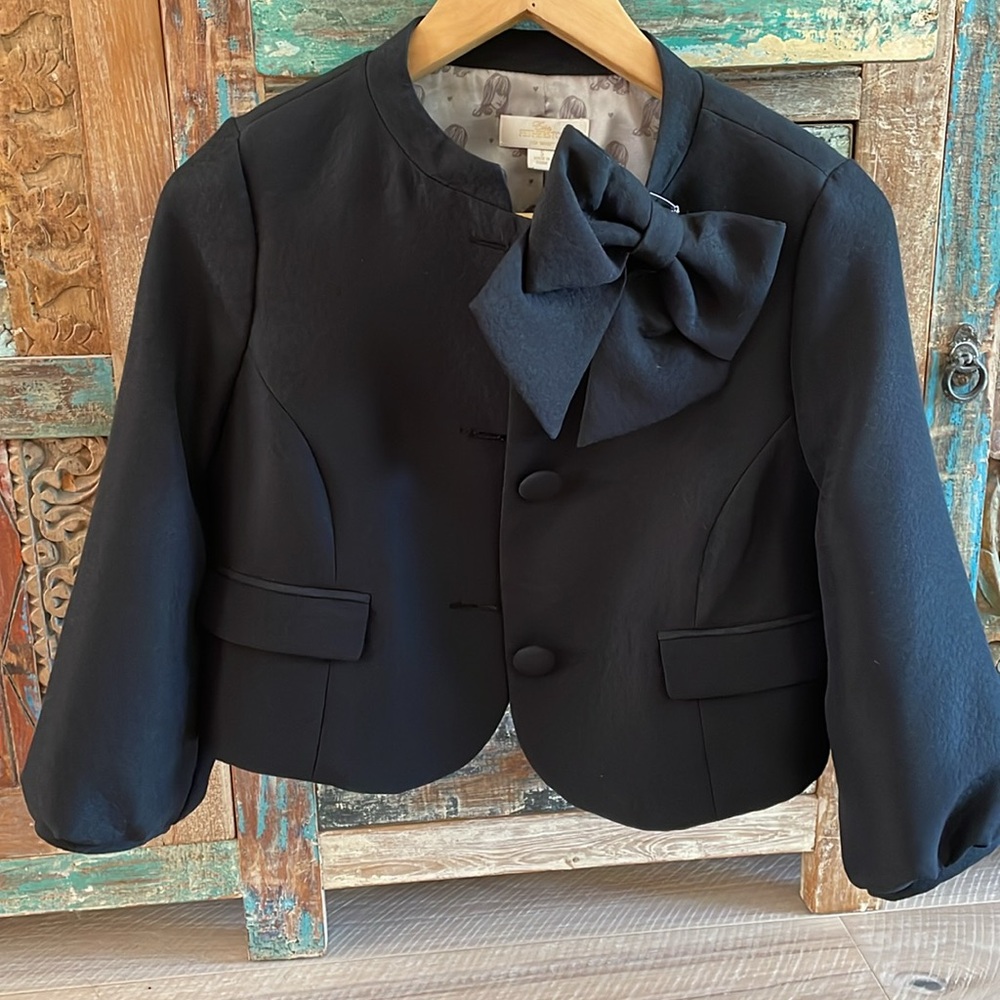 Erin Fetherston Heart print Bow Jacket. Black